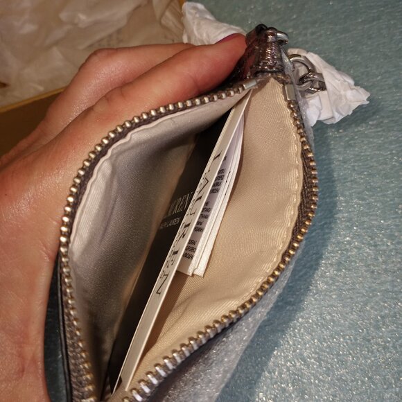 Lauren Ralph Lauren gunmetal crinkled metallic zip card case - Picture 5 of 8
